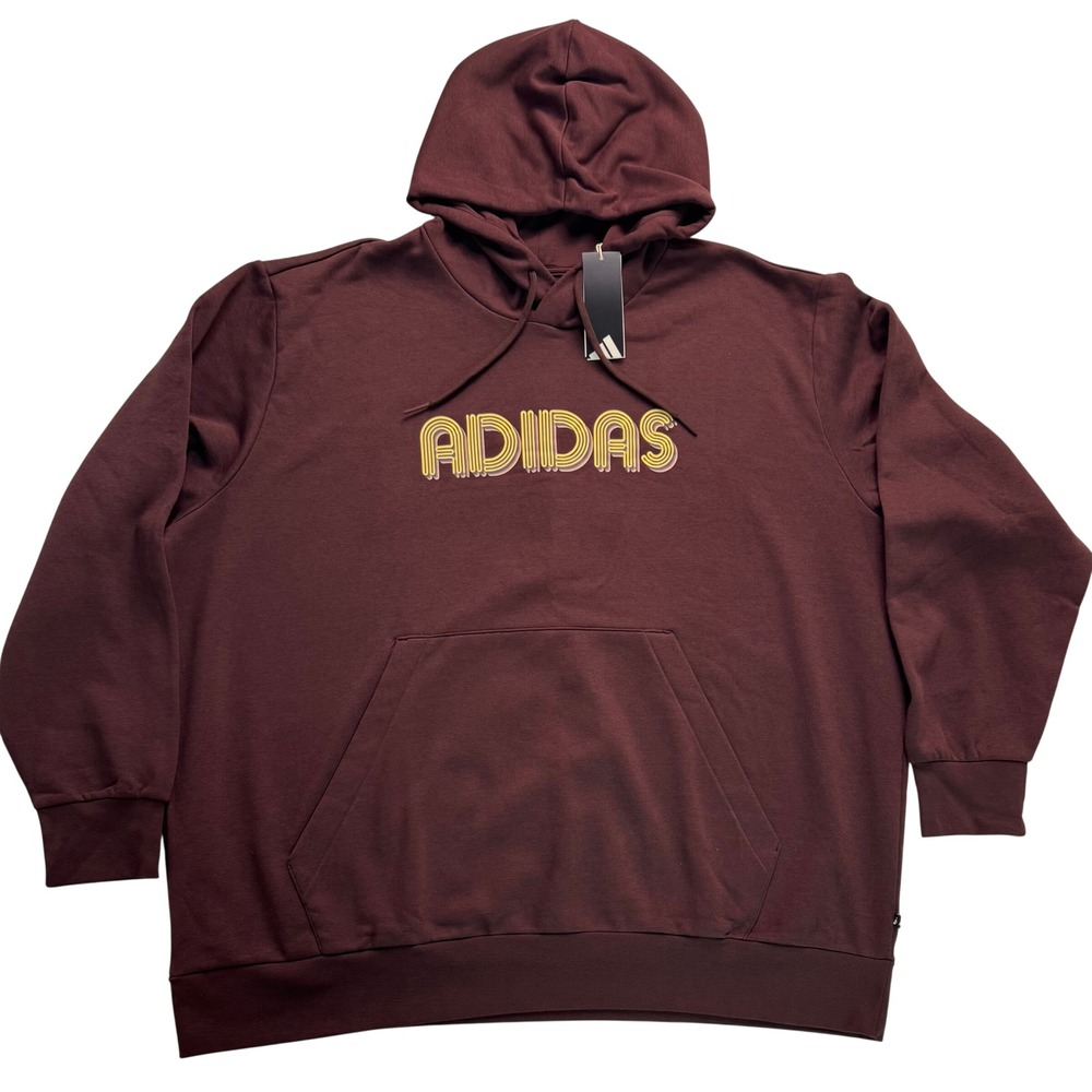 Adidas Mens Evolution Linear Logo Hoodie Shadow Brown 4XL NWT
